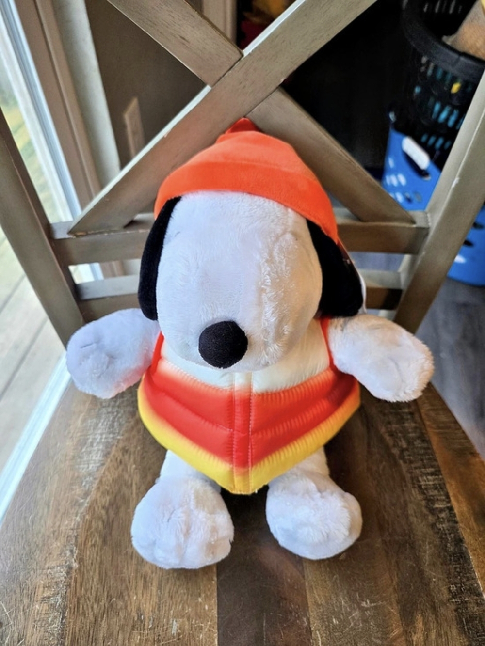 Peanuts Candy Corn Puffer Snoopy Plush Orange & Yellow NWT
